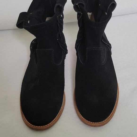 Soludos Black Suede Braided Bootie Size 6 - Picture 3 of 6